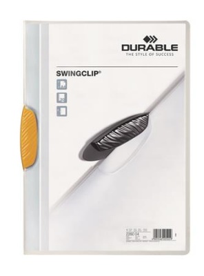 Gyorsfűző, klipes, A4, DURABLE "Swingclip® 30", sárga